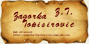 Zagorka Topisirović vizit kartica